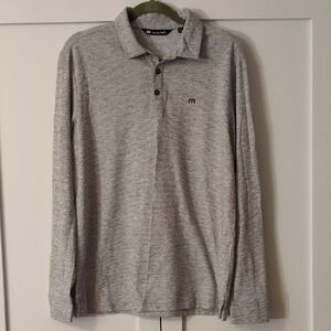 Travis Mathew Men's Size M Long Sleeve Shirt Golf Polo Gray Wool Blend